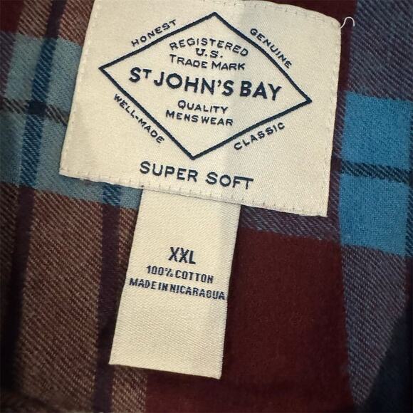 St. John's Bay 2XL XXL Plaid Flannel Shirt Button-Up Gorpcore Outdoor Workwear - Picture 3 of 7